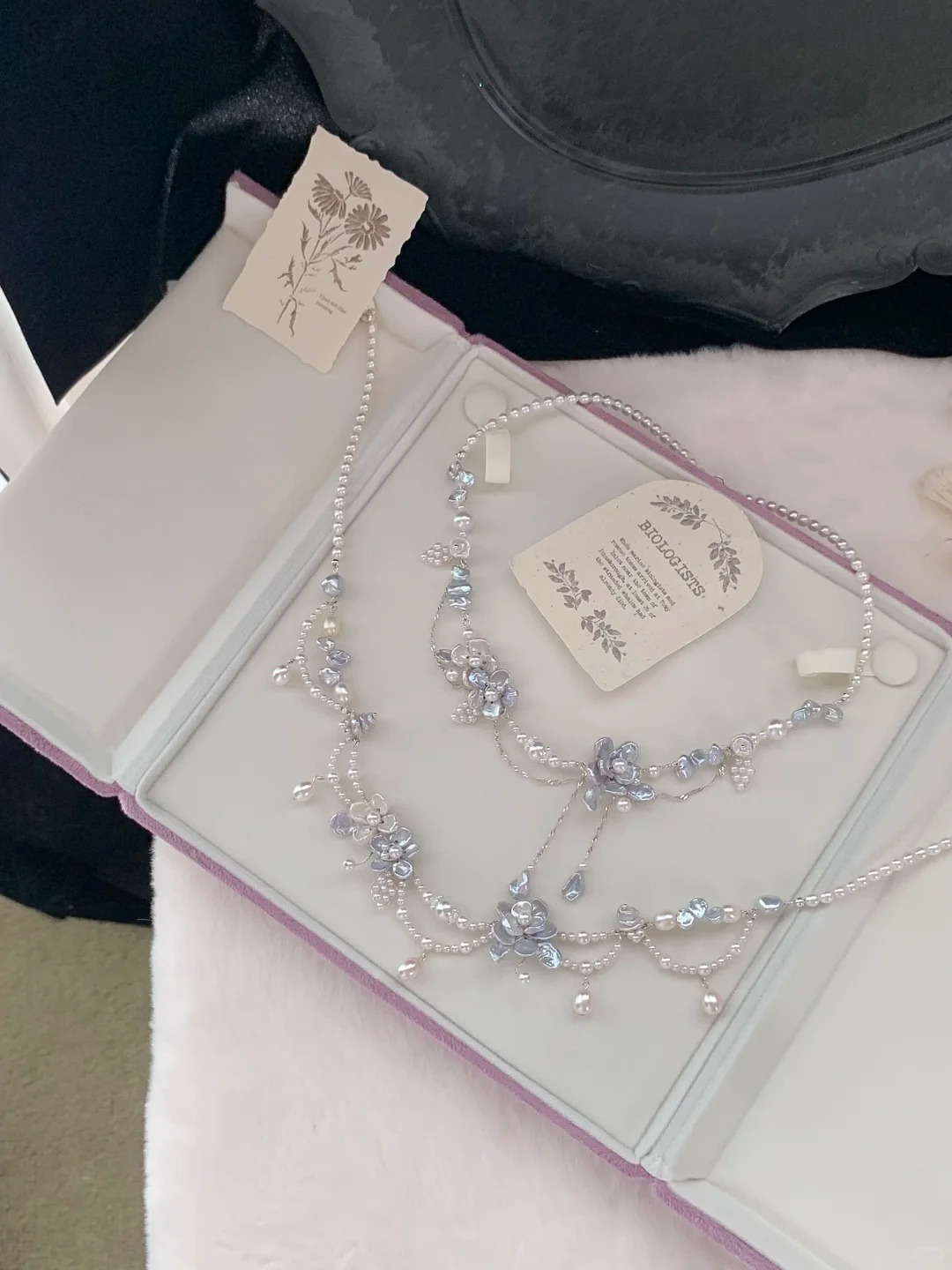 Flowers Natural Pearl Handmade Necklace Party Date Wedding Jewelry