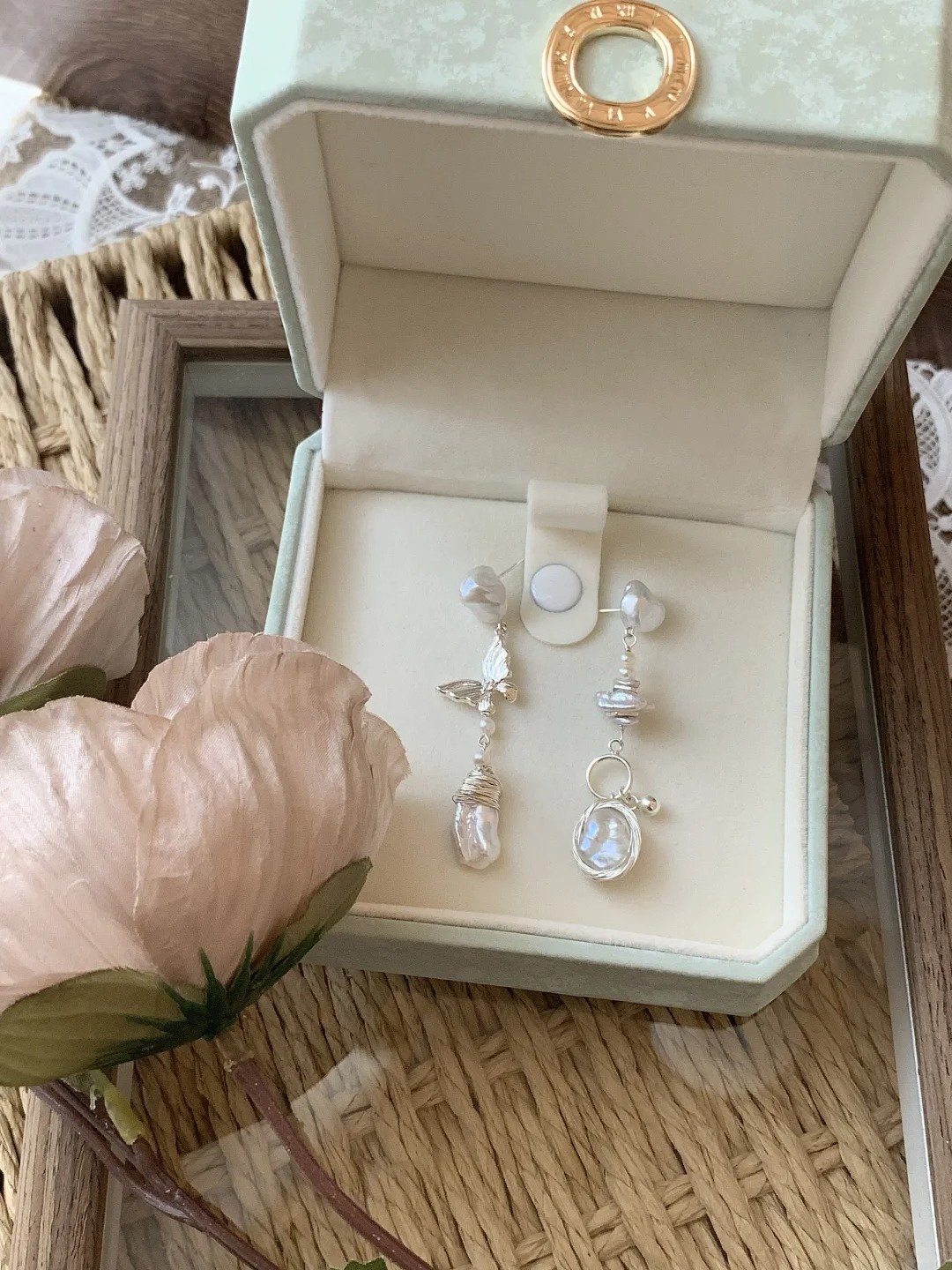 Asymmetric butterfly earrings