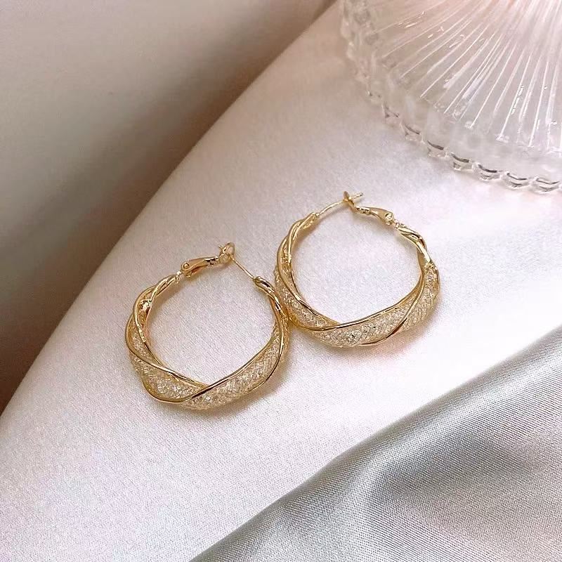Mesh crystal earrings