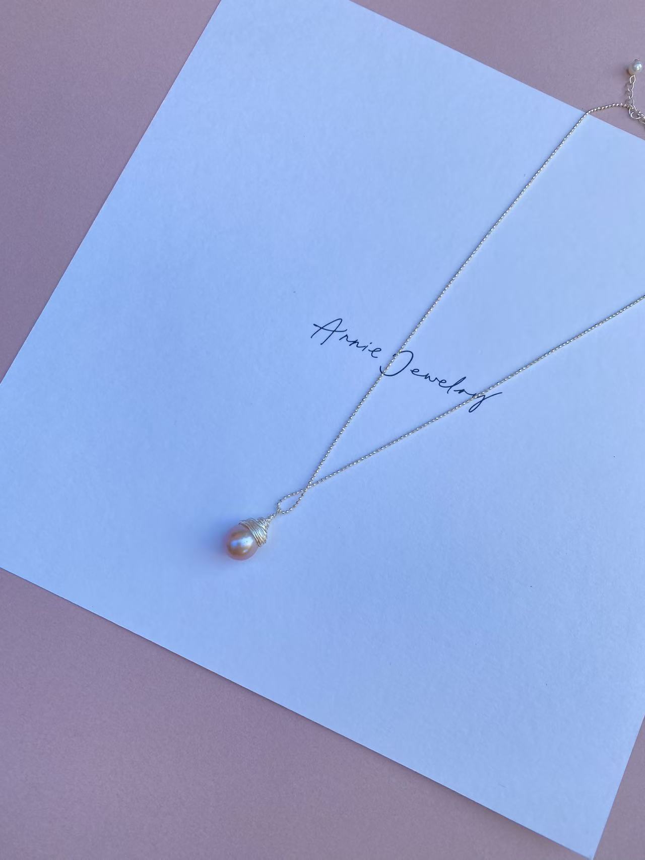 Wire Wrap Teardrop Pearl Necklace