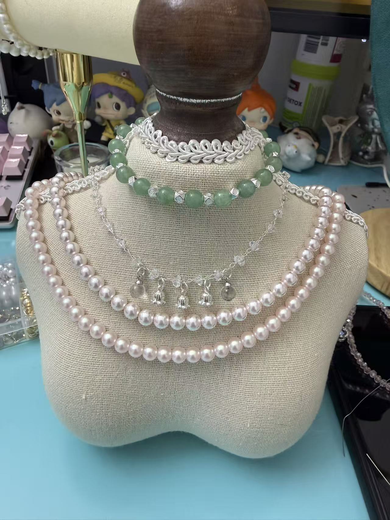 Dainty Light Green Jade Bead Bracelet with Silver Spacer Beads, Adjustable Minimalist New Chinese Style Wrist Jewelry b319