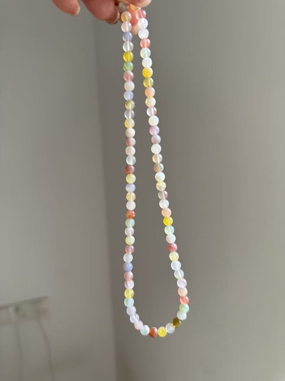Candy-Colored Natural Agate Beaded Choker Necklace N31