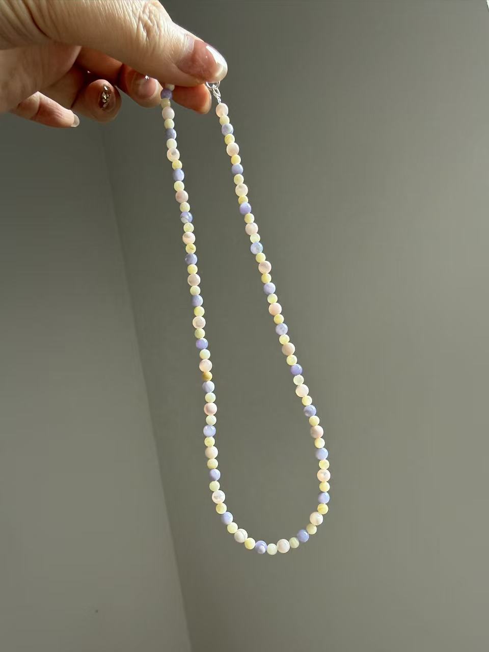 Pastel Macaron Natural Stone Beaded Choker Necklace N10