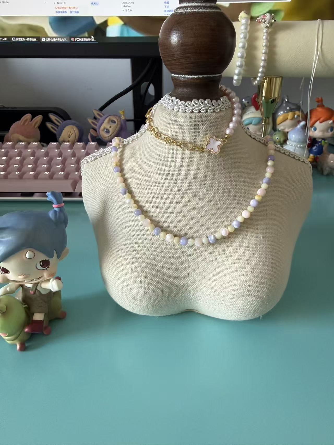 Pastel Macaron Natural Stone Beaded Choker Necklace N10