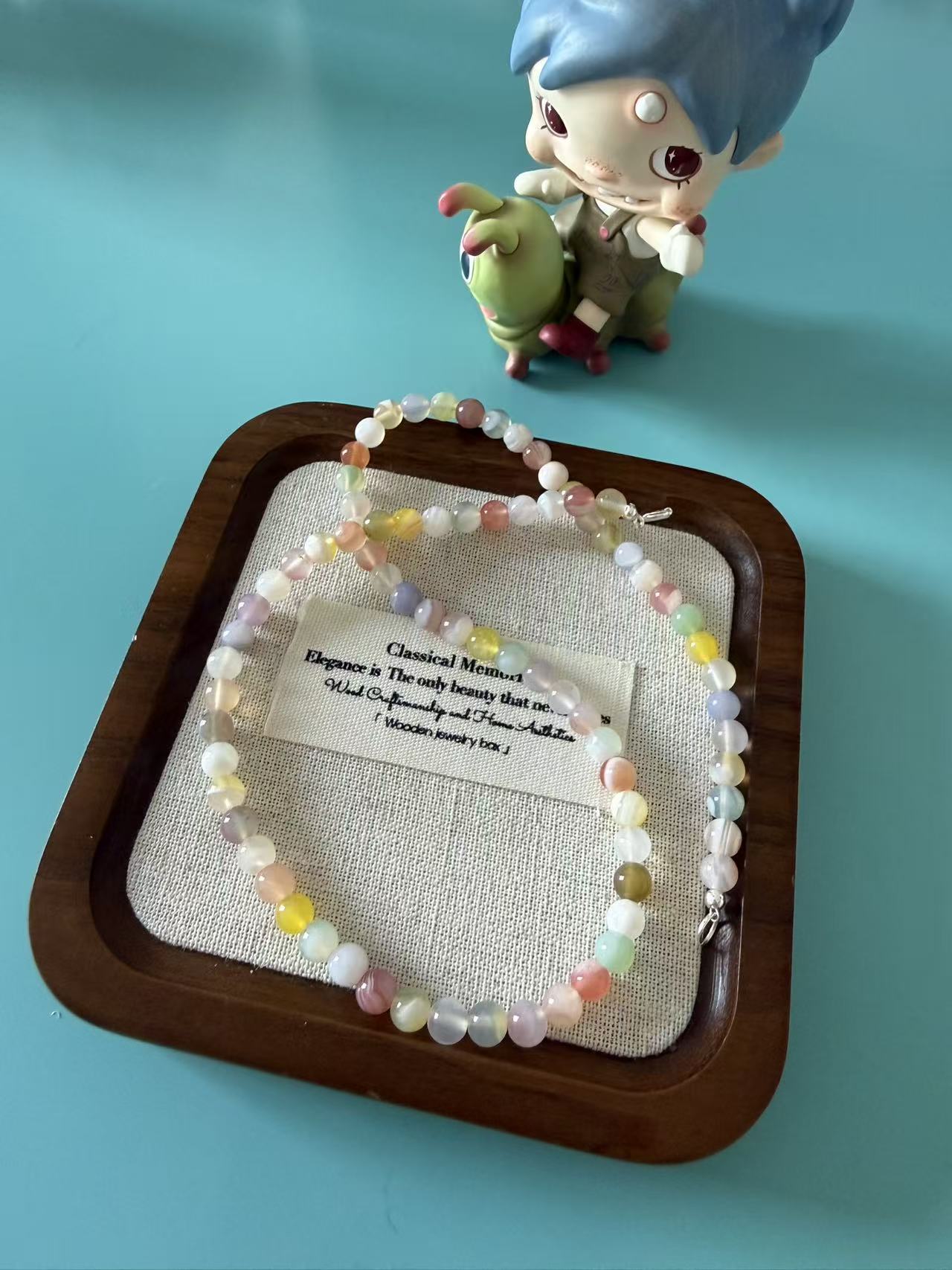 Candy-Colored Natural Agate Beaded Choker Necklace N31