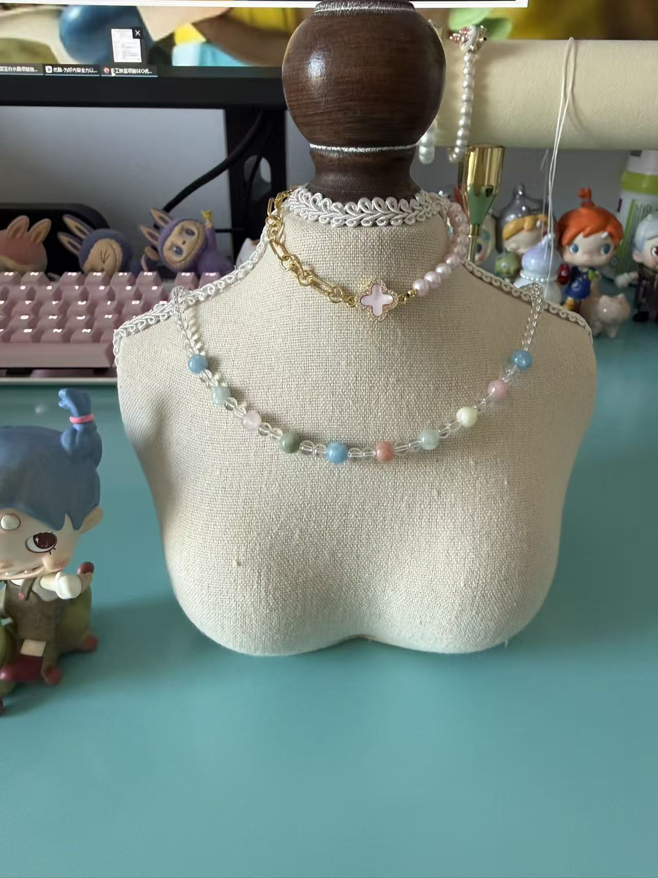 Clear Quartz Multi Gemstone Beaded Choker Necklace N37