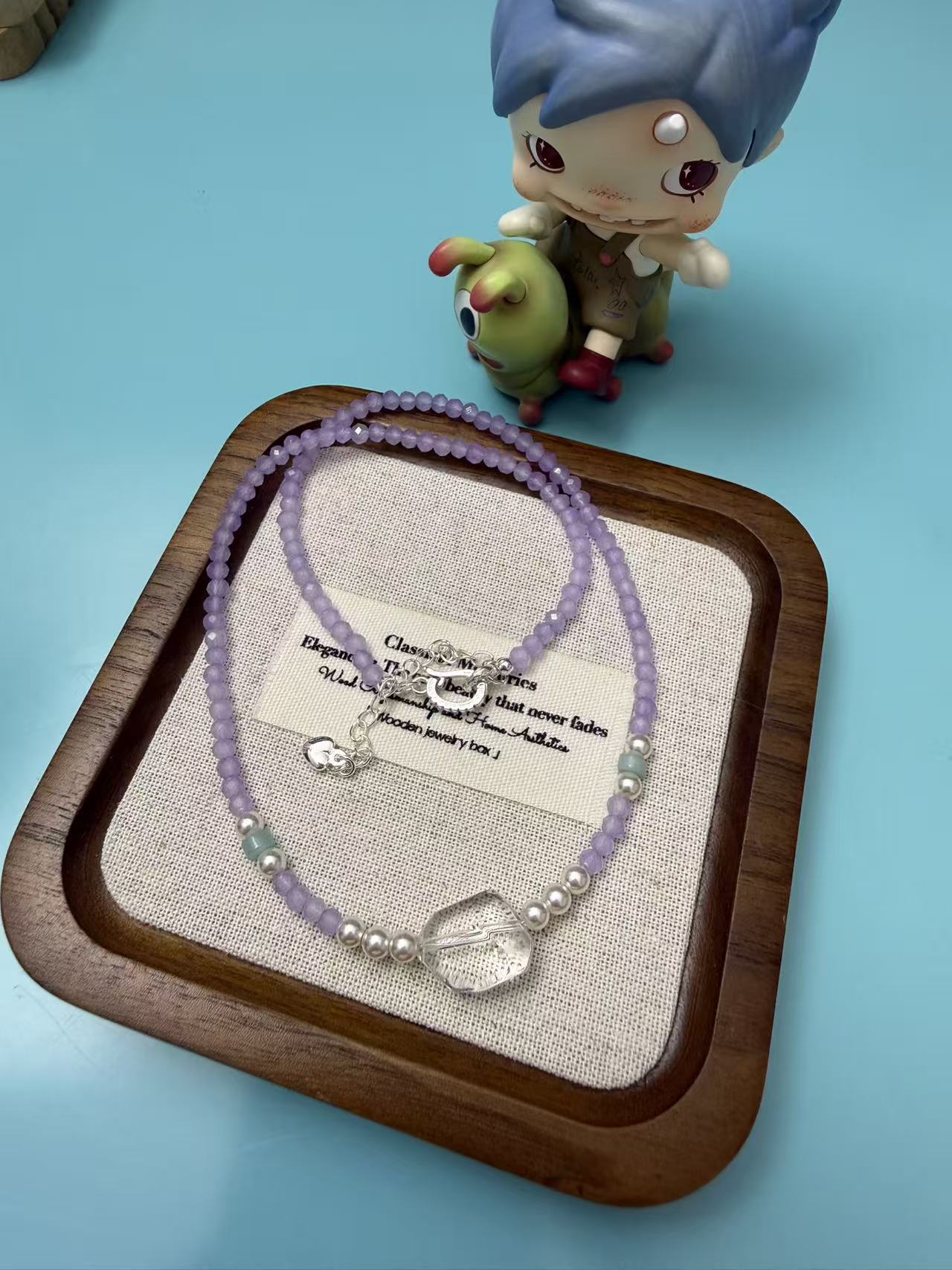 Lavender Purple Crystal Beaded Choker Necklace N61