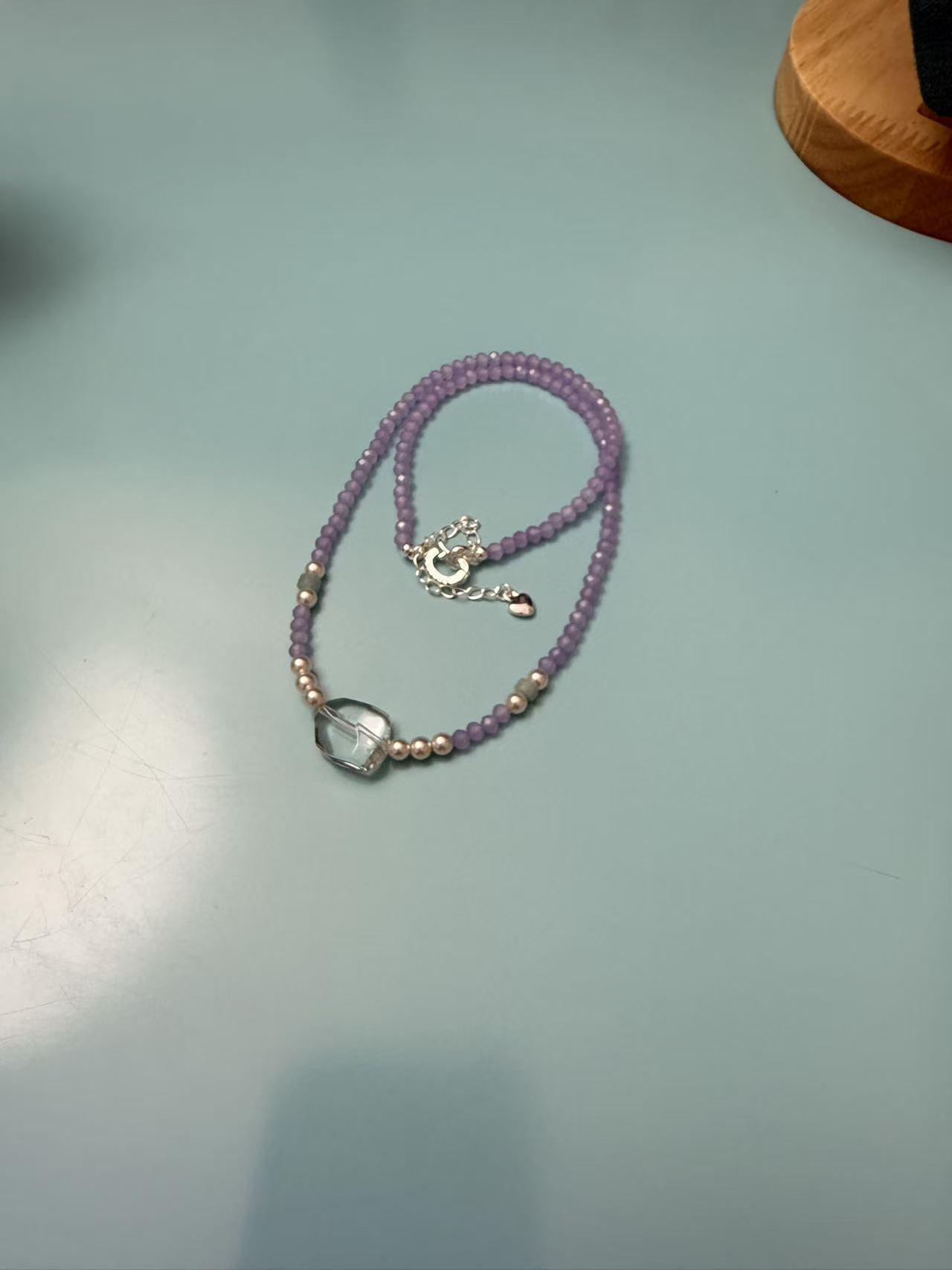 Lavender Purple Crystal Beaded Choker Necklace N61