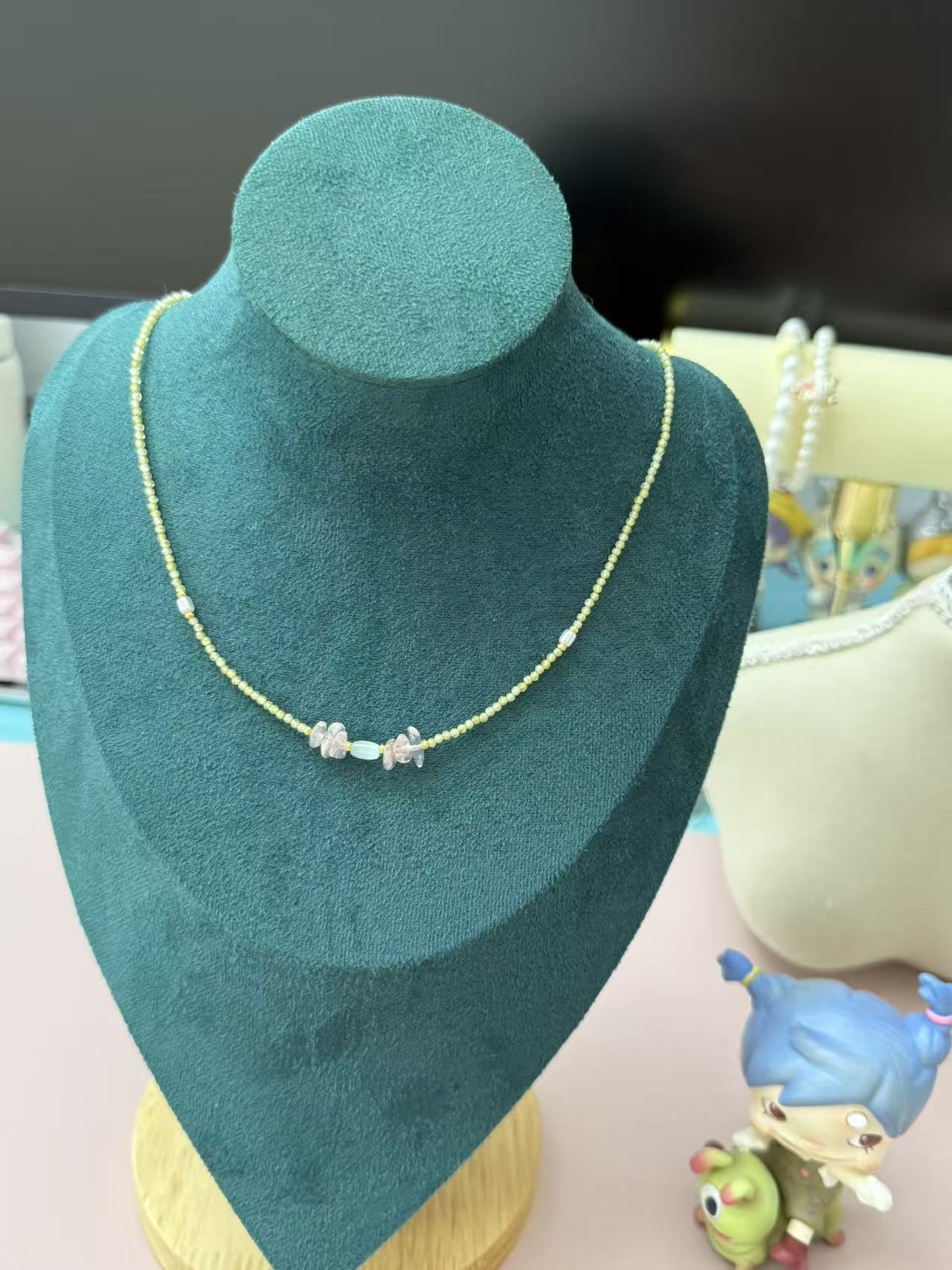 Elegant Faux Pearl Necklace with Zircon Flower Clasp - Customizable Freshwater Pearl Option N100