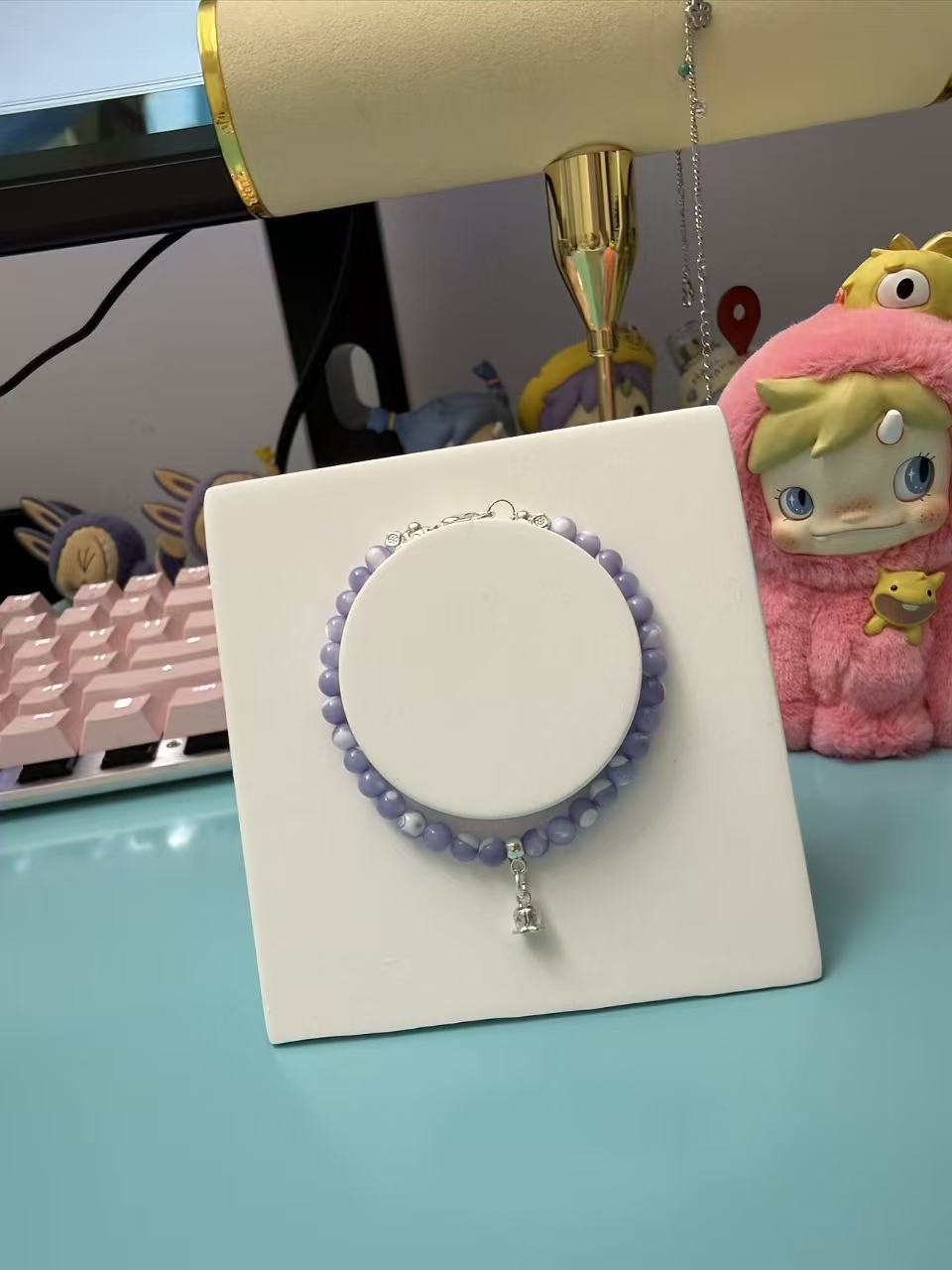 Pink Shell Pearl Beaded Bracelet with Silver Charm - Dainty Natural Shell Bracelet for Women B103
