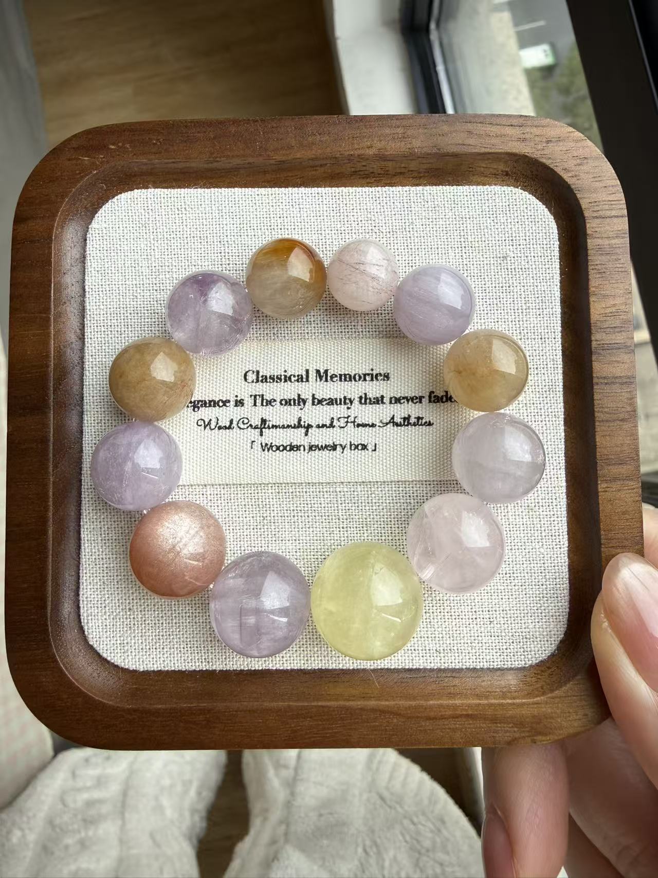 Natural Morandi Pastel Multi-Color Crystal Beaded Bracelet | Healing Gradient Crystal Jewelry for Women B90