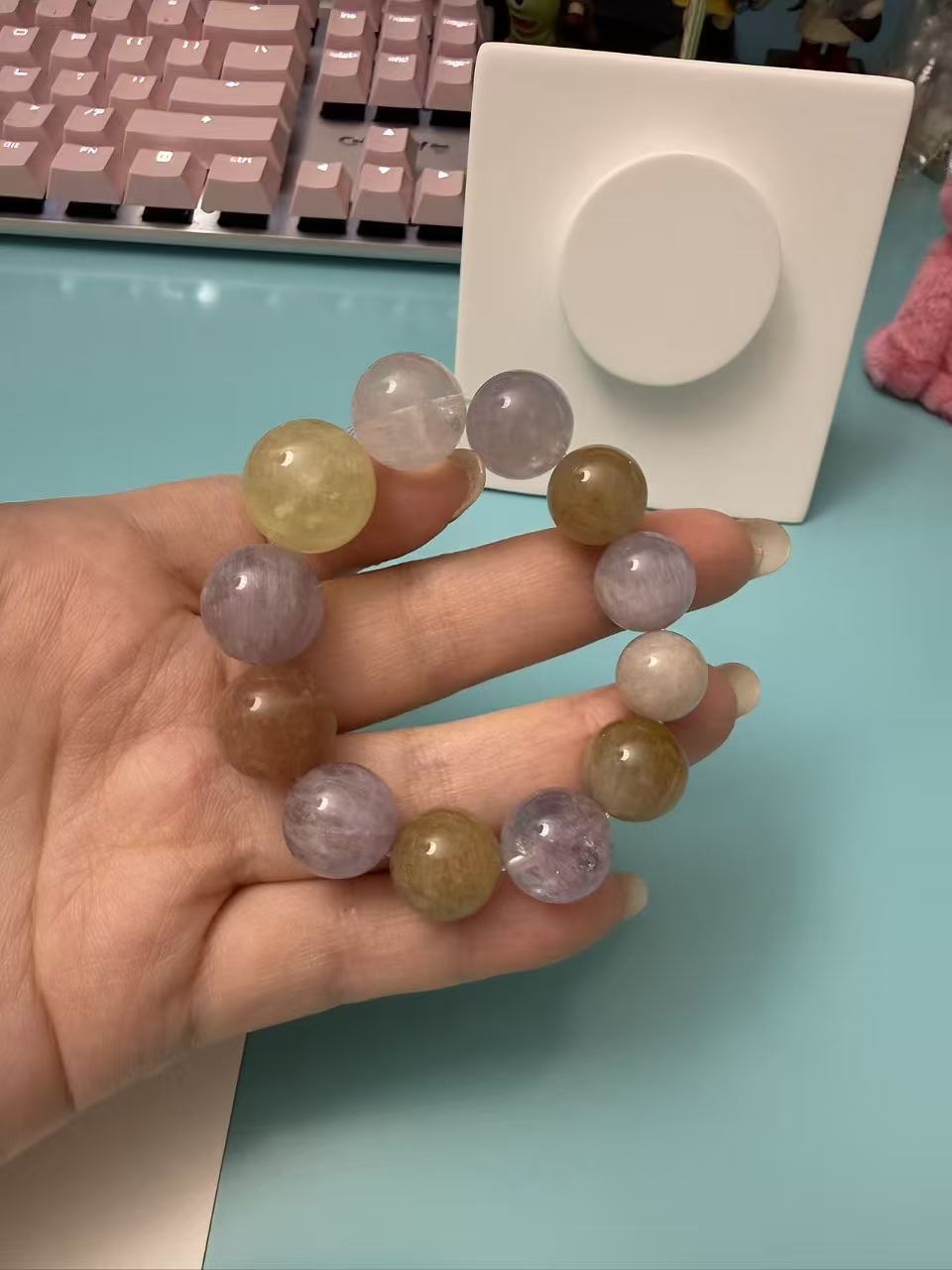 Natural Morandi Pastel Multi-Color Crystal Beaded Bracelet | Healing Gradient Crystal Jewelry for Women B90