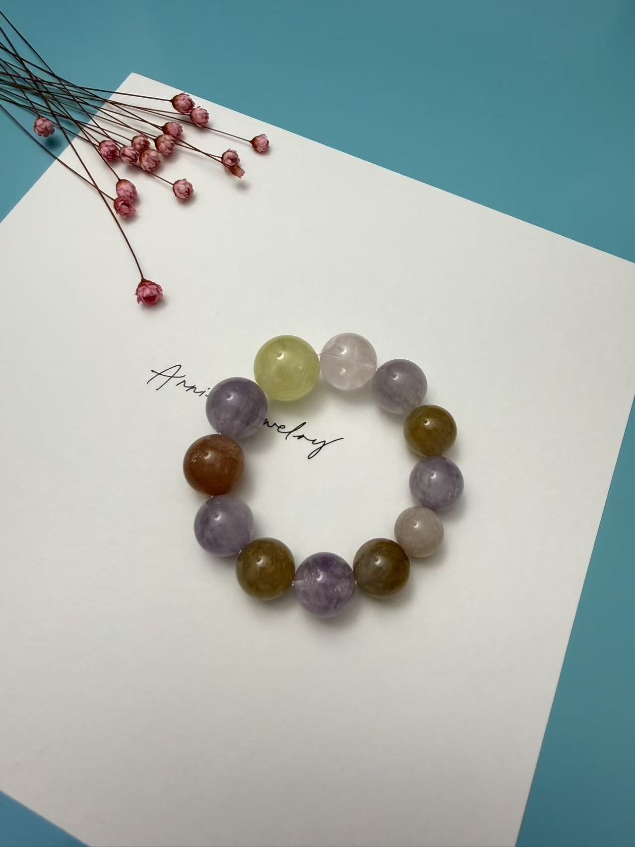 Natural Morandi Pastel Multi-Color Crystal Beaded Bracelet | Healing Gradient Crystal Jewelry for Women B90